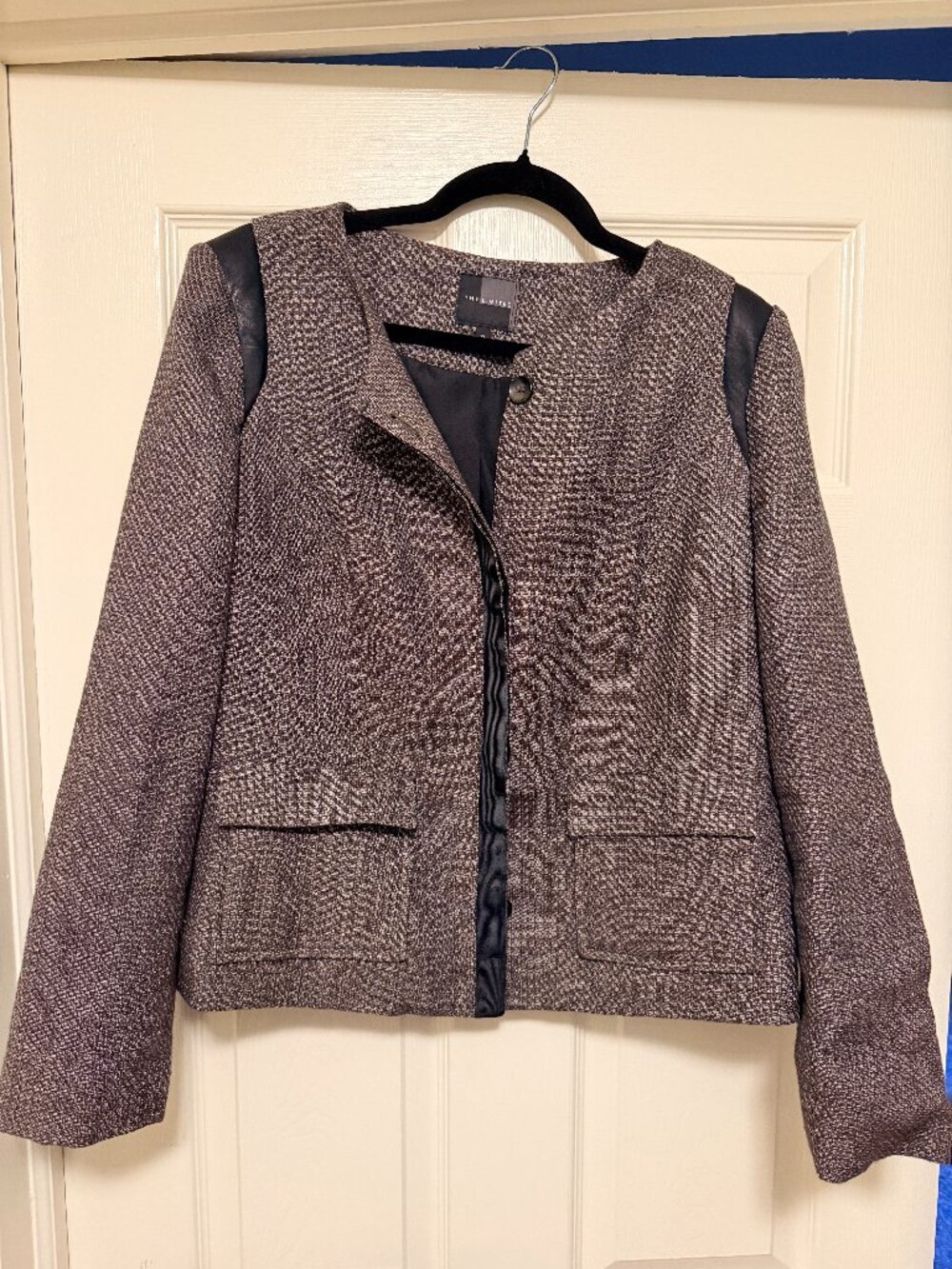 Blazer with leather detailing